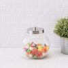 Home Basics Medium 5748 oz Round Glass Medium Candy Storage Jar with Stainless Steel Top, Clear GJ01384